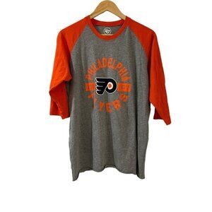 PHILADELPHIA FLYERS Raglan SHIRT Sz Small 3/4 Sleeve "Flying P"